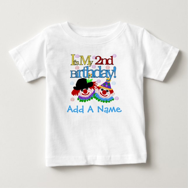 2ème T-shirt personnalisé d'anniversaire de clowns (Devant)