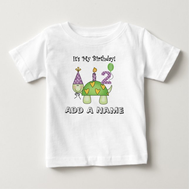 2ème T-shirt personnalisé d'anniversaire de tortue (Devant)