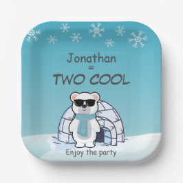 2nd Birthday Boy Two Cool Polar Bear Iglo Pappteller