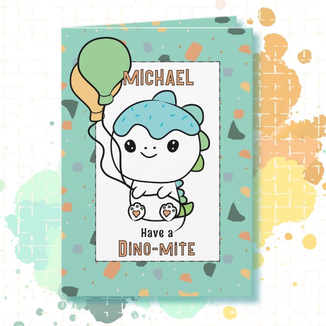 2nd Birthday Cute Dinosaur Cartoon Adorable Dino  Karte (Von Creator hochgeladen)