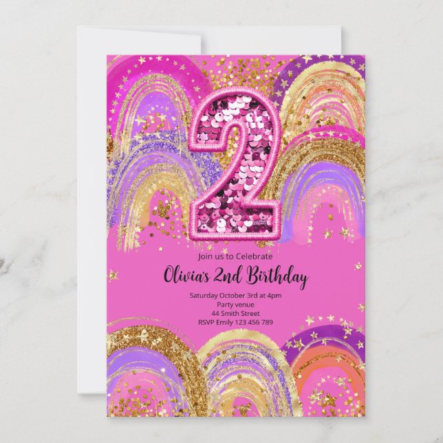 2nd Birthday Girls Invitation Einladung (Vorderseite)
