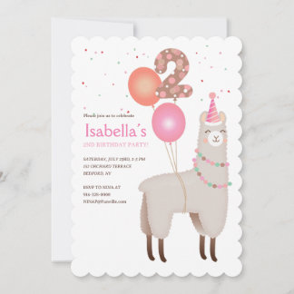 2nd Birthday Llama Invitation Einladung