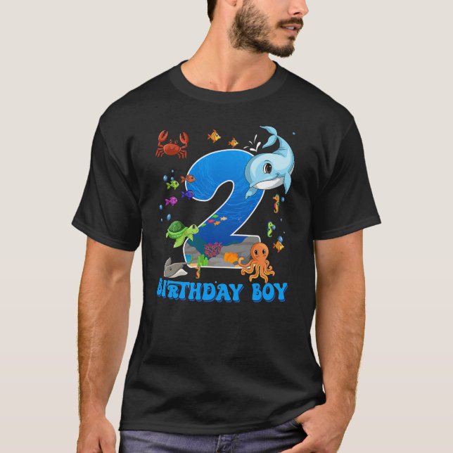2nd Birthday Party Ocean 2 Year Old Sea Fish Birth T-Shirt (Vorderseite)