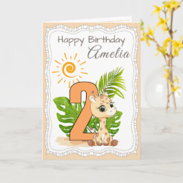 2nd Birthday Watercolor Animals Card Karte
