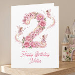 2nd Birthday Whimsy Number Two Fairy Karte<br><div class="desc">Send your little princess the sweetest birthday wishes with this adorable floral number '2' card, perfect for her second birthday. Playful fairies flutter around the number two, exuding an aura of enchantment and delight. The number is beautifully decorated with a cascade of soft pink roses, blooming cherry blossoms and fairy...</div>