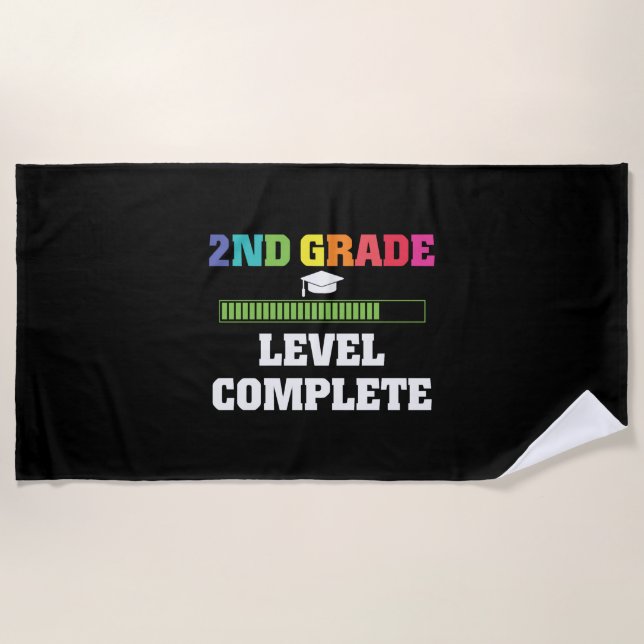 2ND Grad Level Complete Video Gamer Graduate Gift Strandtuch (Vorderseite)