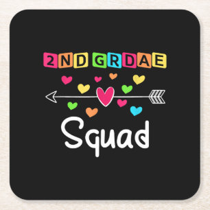 2nd Grad Teacher Shirts School Team Zweiter Grad Rechteckiger Pappuntersetzer