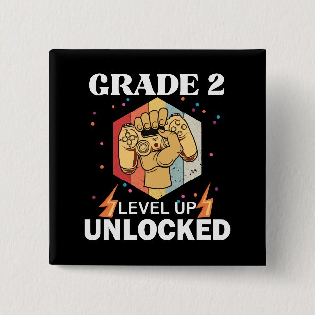 2nd Grad Unlocked Level Up Back To School First Button (Vorderseite)