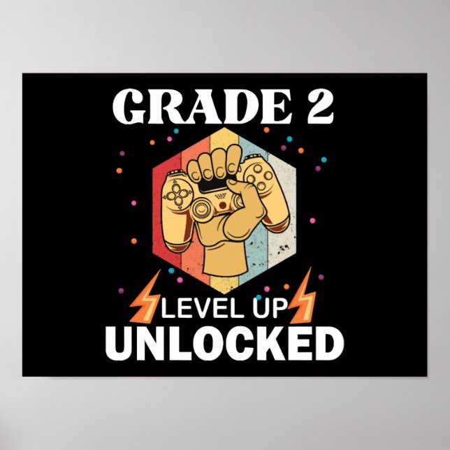 2nd Grad Unlocked Level Up Back To School First Poster (Vorne)