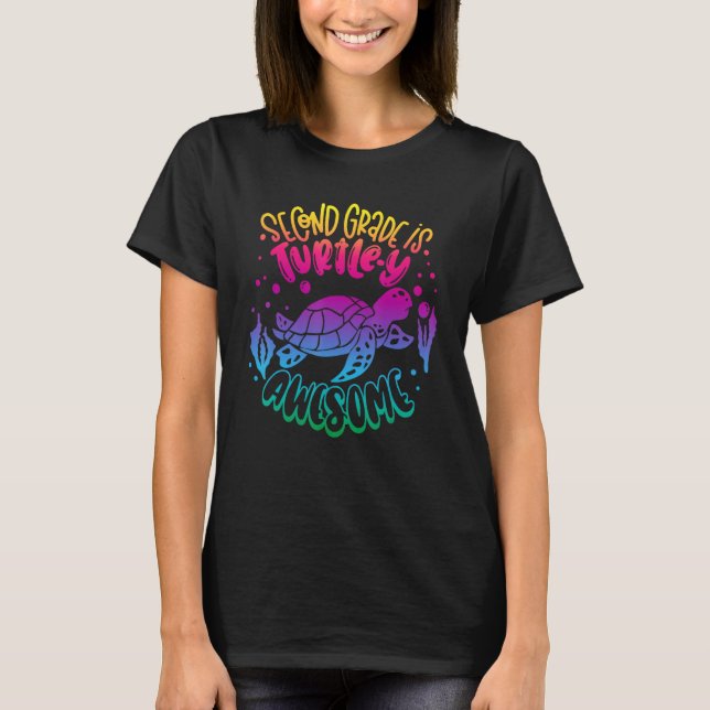 2nd Grade Back To School Teacher Boy Girl Turtle L T-Shirt (Vorderseite)