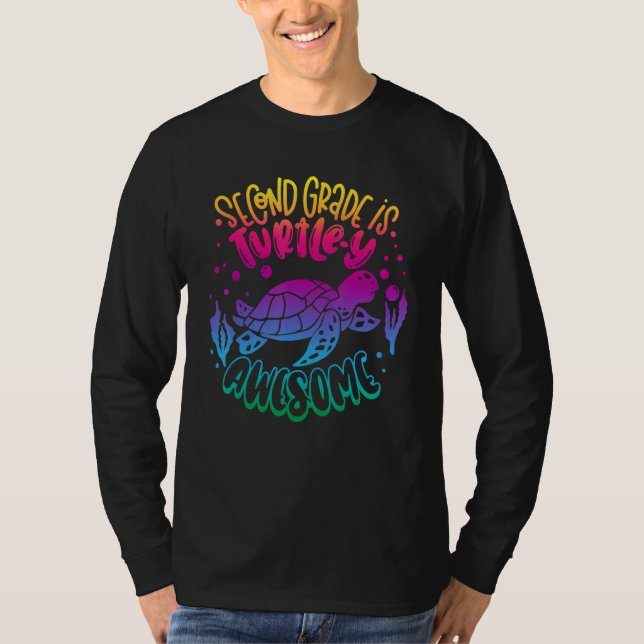 2nd Grade Back To School Teacher Boy Girl Turtle L T-Shirt (Vorderseite)