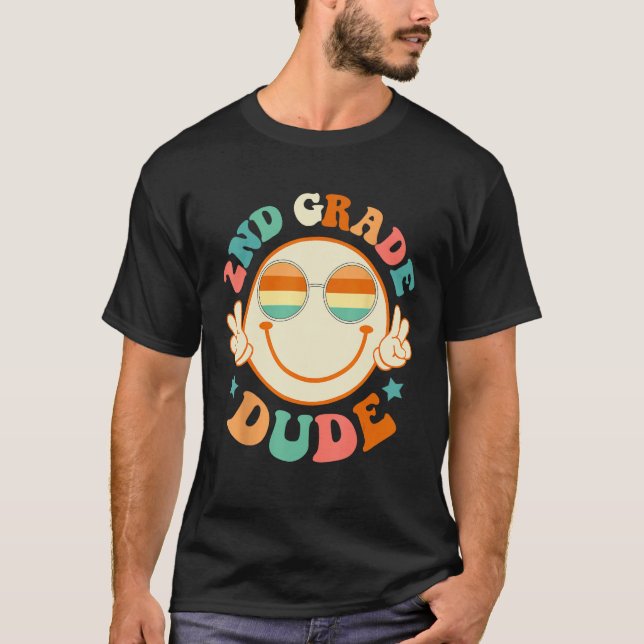 2nd Grade Dude Happy Face First Day Back To School T-Shirt (Vorderseite)