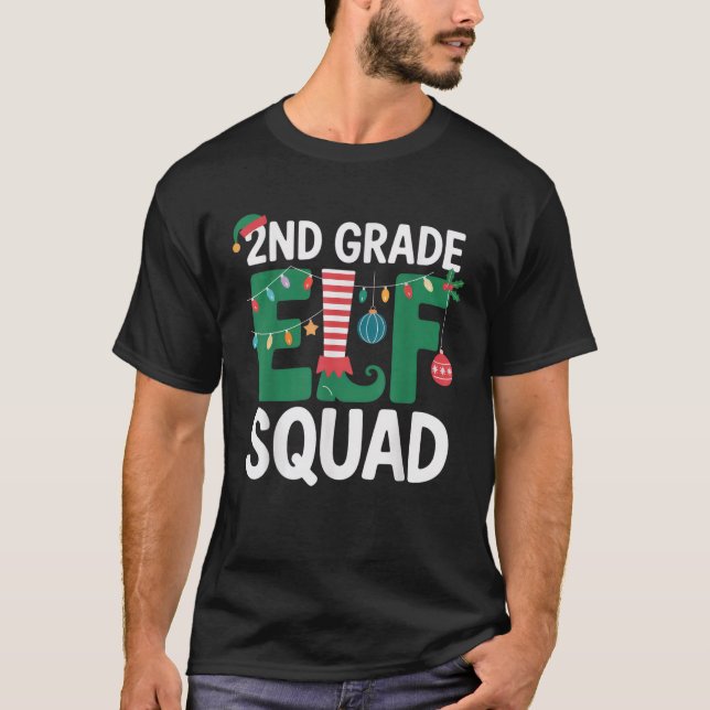 2nd Grade Elf Squad Christmas Matching Teacher Stu T-Shirt (Vorderseite)