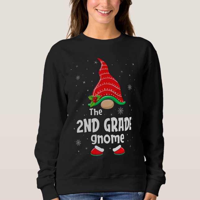 2nd Grade Gnome Matching Family Group Christmas Pa Sweatshirt (Vorderseite)