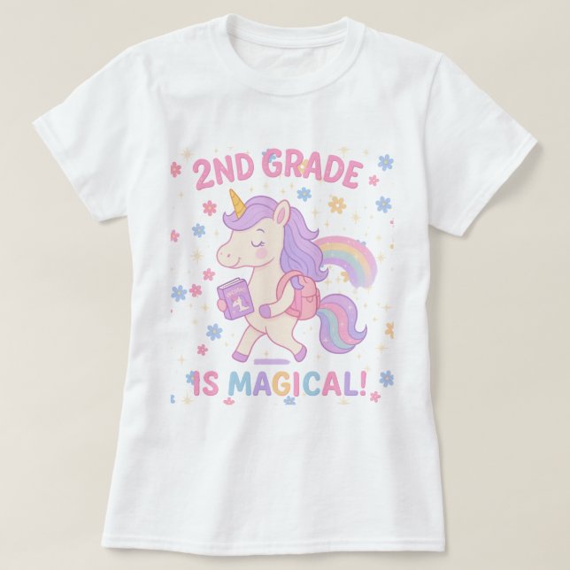 2nd Grade is Magical Unicorn Back School Teacher T-Shirt (Design vorne)