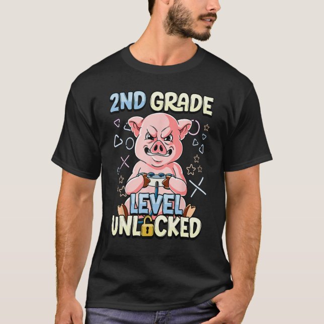 2nd Grade Level Unlocked T-Shirt (Vorderseite)