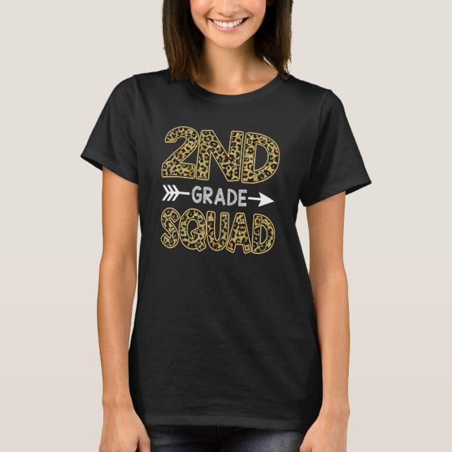 2nd Grade Squad Leopard  Second Grade Teacher Stud T-Shirt (Vorderseite)
