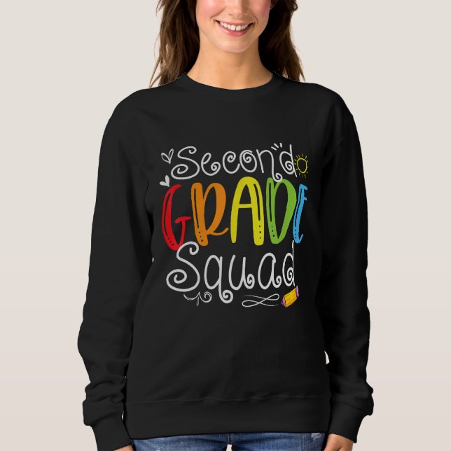 2nd Grade Squad Second Teacher Student Team Back T Sweatshirt (Vorderseite)
