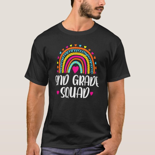 2nd Grade Squad Teacher  Rainbow  Back To School T-Shirt (Vorderseite)