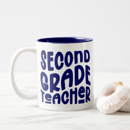 2nd Grade Teacher Dark Blue Text Zweifarbige Tasse