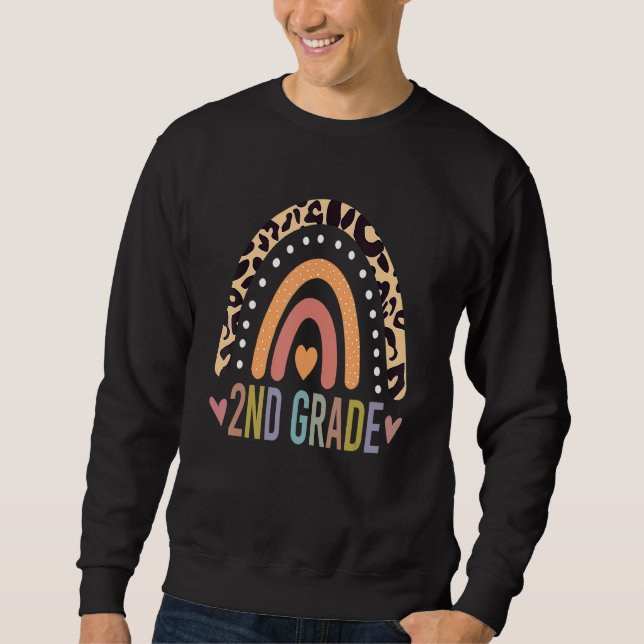 2nd Grade Teacher Leopard Rainbow Teacher Back To  Sweatshirt (Vorderseite)