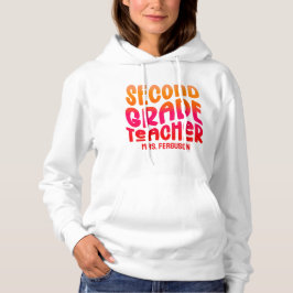 2nd Grade Teacher Orange Red Ombre Text Design Hoodie