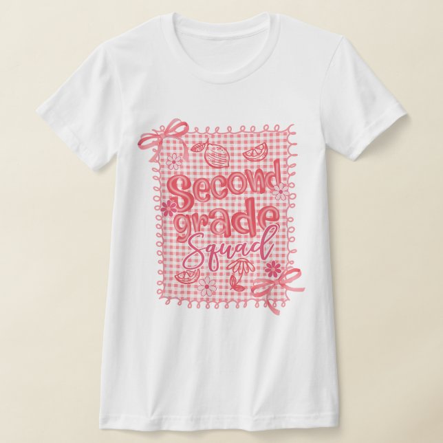 2nd Grade Teacher Pencil Coquette Bow T-Shirt (Ablage )