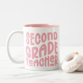 2nd Grade Teacher Pink Text Zweifarbige Tasse