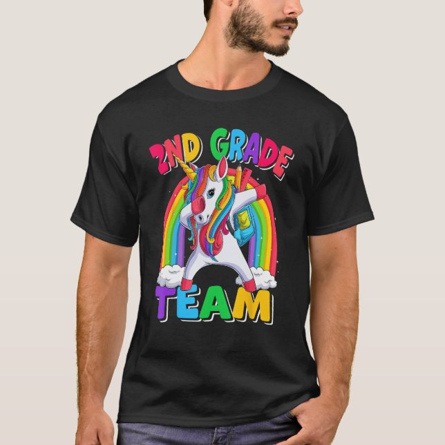 2nd Grade Team Dabbing Unicorn Back to School Kids T-Shirt (Vorderseite)