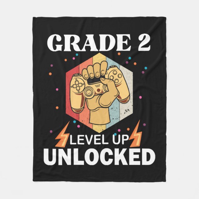 2nd Grade Unlocked Level Up Back To School First Fleecedecke (Vorderseite)