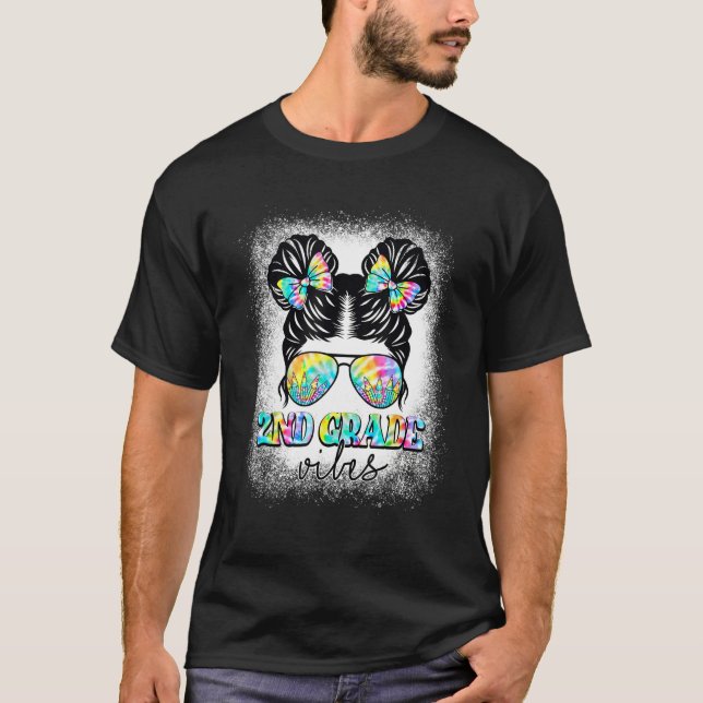 2nd Grade Vibes Messy Hair Bun Girl Back To School T-Shirt (Vorderseite)