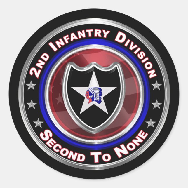 2nd Infantry Division "Second to None" Runder Aufkleber (Vorderseite)