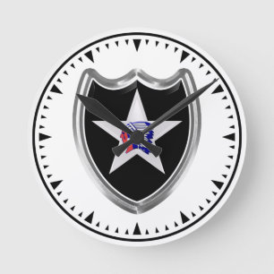 2nd Infantry Keepsake-Division Runde Wanduhr