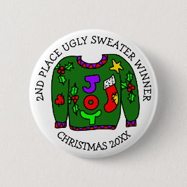 2ND Place Gewinner Ugly Sweater Contest Medaille Button