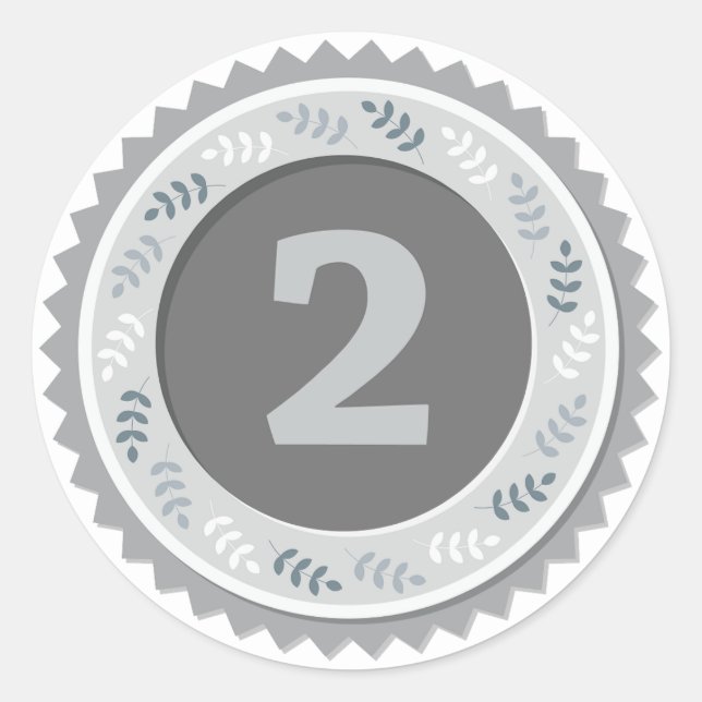 2nd Place Silver Medal Dark Runder Aufkleber (Vorderseite)