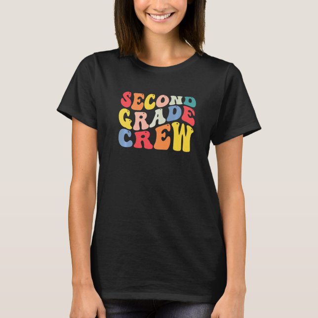 2nd Second Grade Crew Teacher Back To School Retro T-Shirt (Vorderseite)