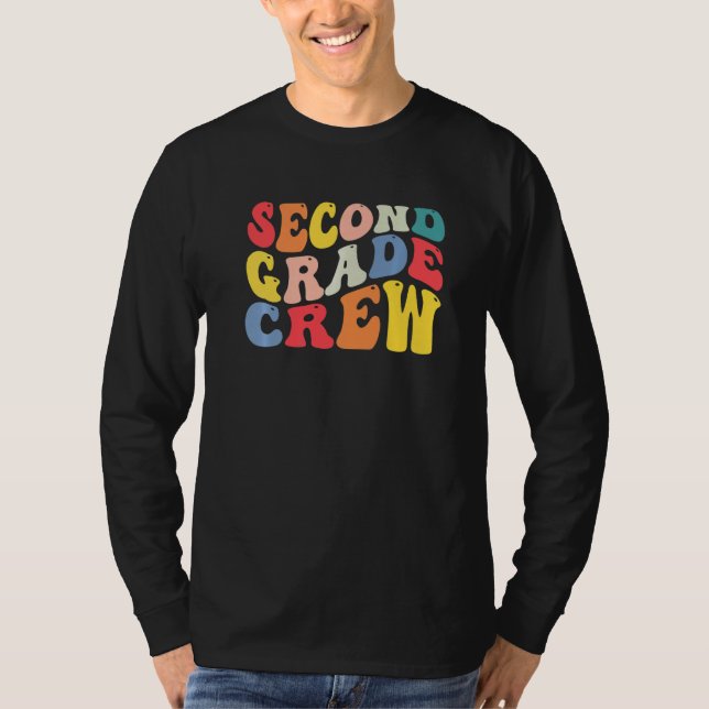 2nd Second Grade Crew Teacher Back To School Retro T-Shirt (Vorderseite)