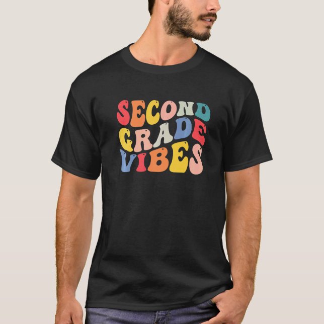 2nd second grade vibes teacher Back To School Retr T-Shirt (Vorderseite)
