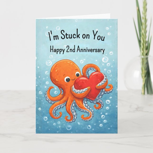 2nd wedding anniversary Octupus lover Karte (Vorderseite)