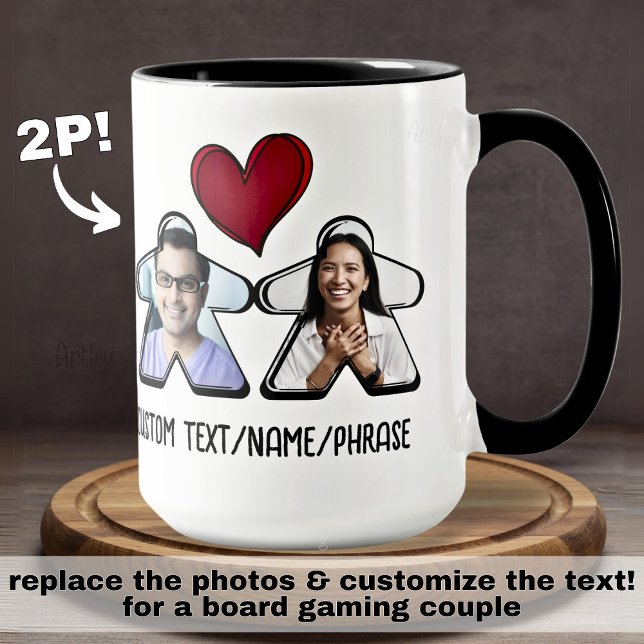 2P Carte photo personnalisée Jeu Couple Mug (Créateur téléchargé)