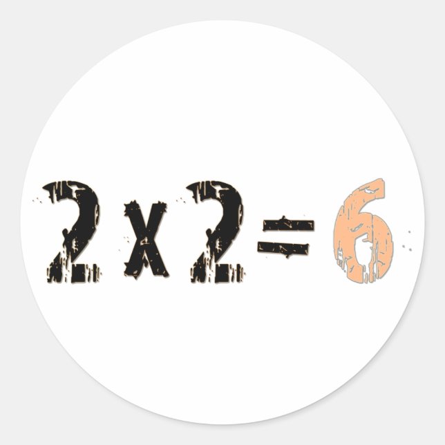 2x2 = 6 runder aufkleber (Vorderseite)