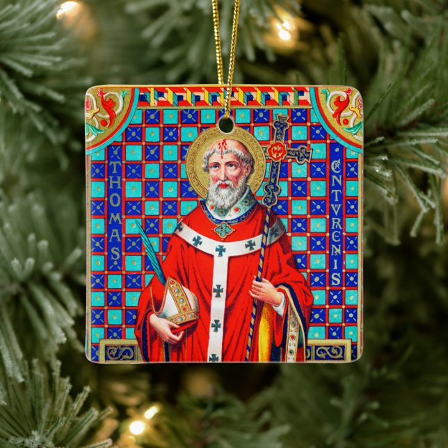 2x St. Thomas Becket in Red Chasuble (K 34) Keramikornament (Baum)