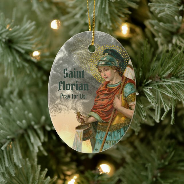 2xSt. Florian mit Eimer (Rauch; M 019) Keramik Ornament (Baum)