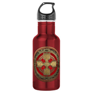[300] Altes keltisches Sacred Gold Knot Cross Edelstahlflasche