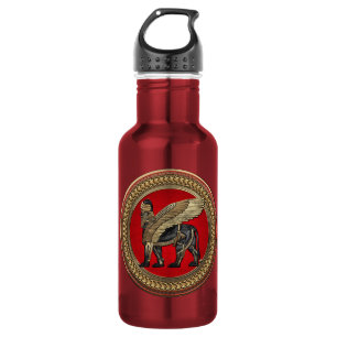 [300] Assyrian Winged Lion: Gold & Black Lamassu Edelstahlflasche