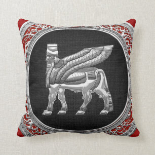 [300] Babylonian Winged Stier [Silber] [3D] Kissen