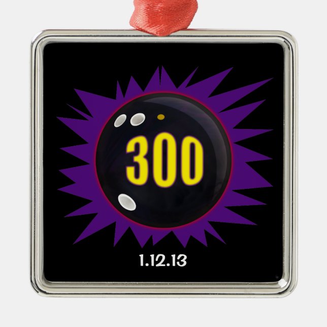 300 Bowling Game, mit Datum, Ornament Aus Metall (Vorne)