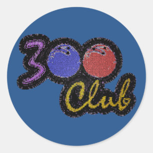 300 CLUB PERFEKTES SPIEL IM BOWLING RUNDER AUFKLEBER