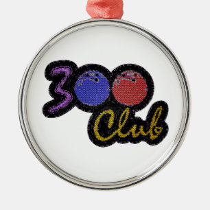 300 CLUB PERFEKTES SPIEL IM BOWLING SILBERNES ORNAMENT