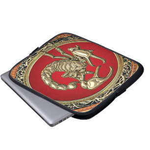 [300] Heiliger Goldener Skorpion auf Rot Laptopschutzhülle